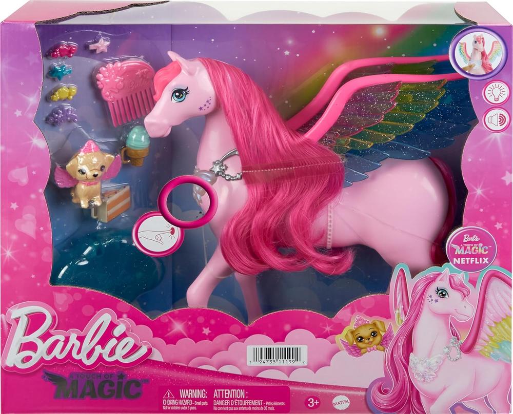 Игровая фигурка Barbie Pink Barbie Pegasus with 10 Accessories Including  Puppy (HLC41) — купить с доставкой из США и Европы | Brandly