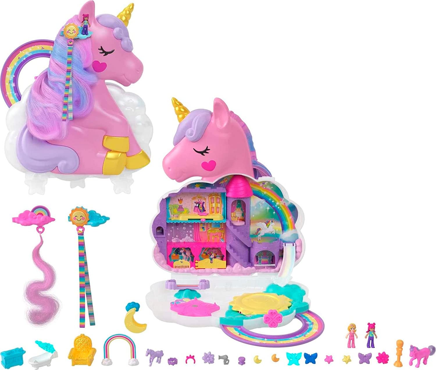 Игровой набор Polly Pocket Rainbow Unicorn Salon (HMX18) — купить с  доставкой из США и Европы | Brandly