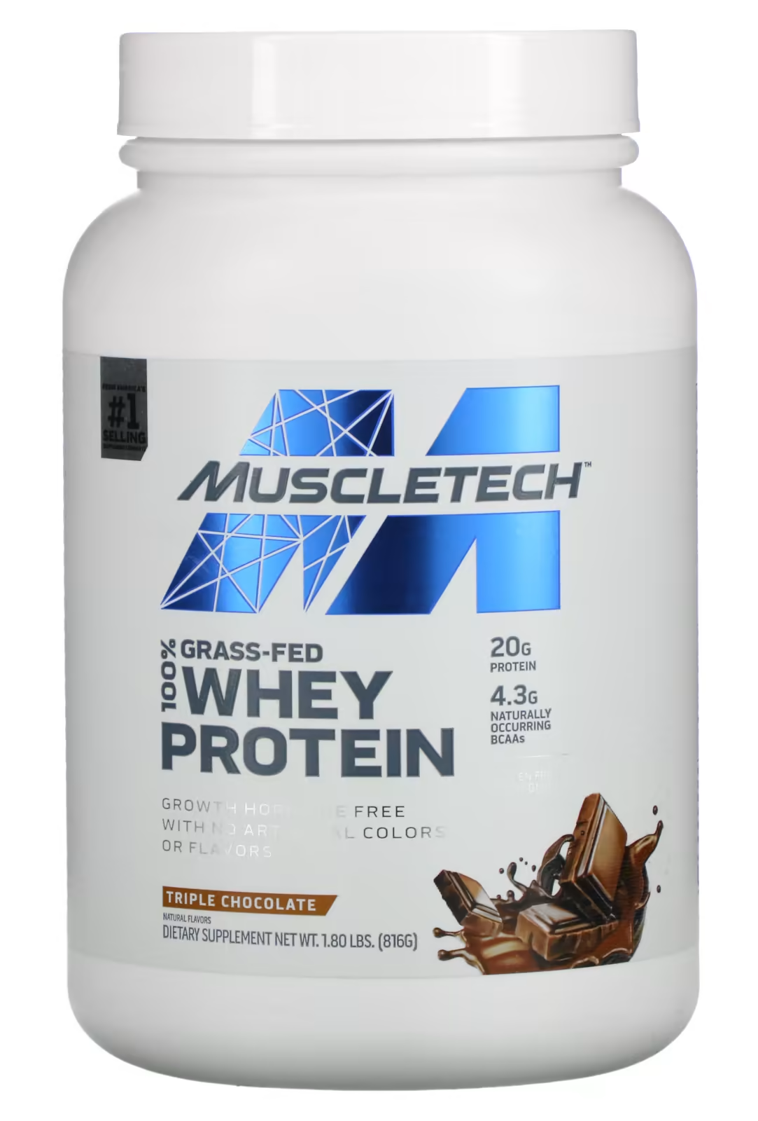 Протеин MuscleTech Grass-Fed 100% Whey Protein, Triple Chocolate, 816 г ...
