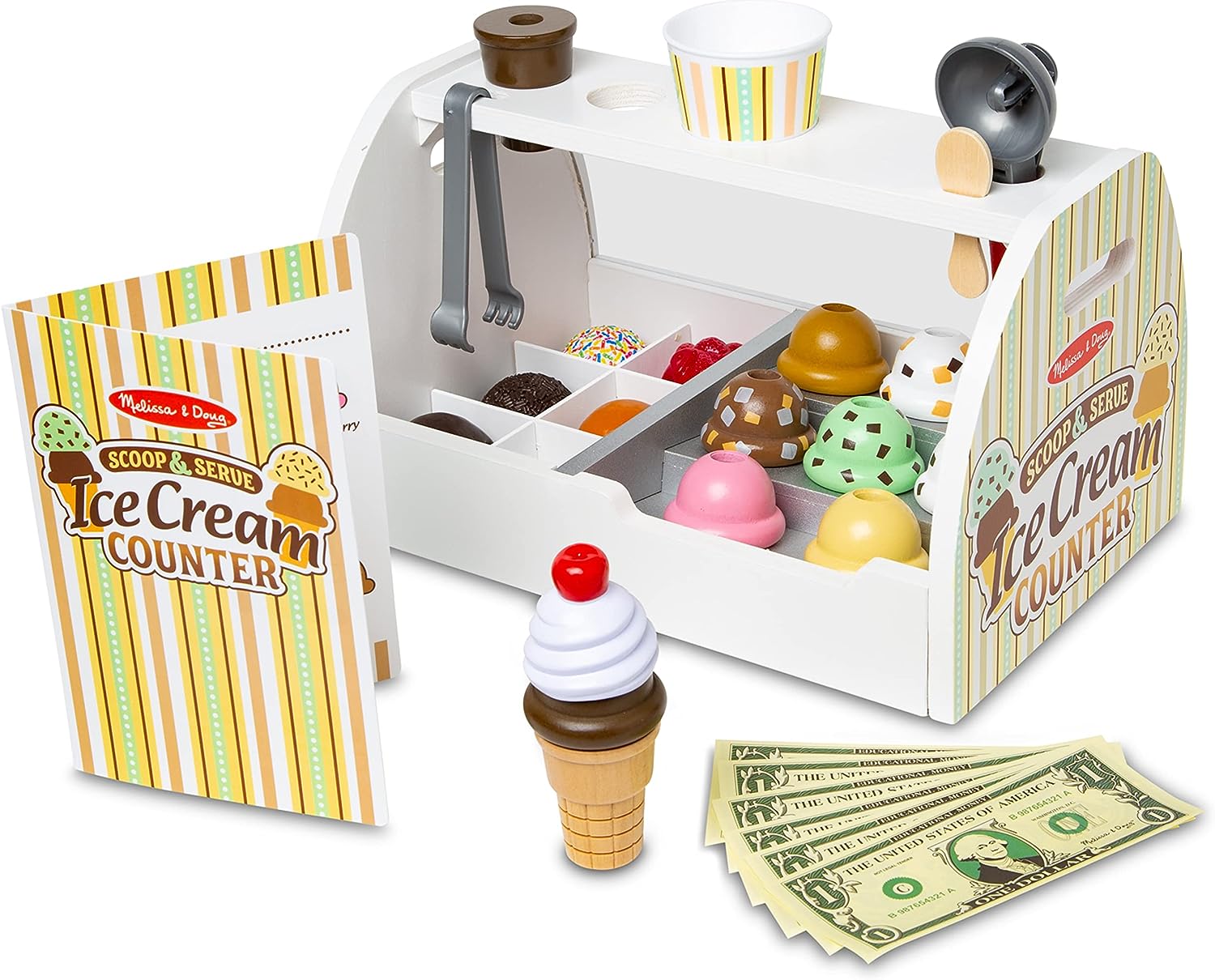 Игровой набор Melissa & Doug Wooden Scoop and Serve Ice Cream Counter  (9286) — купить с доставкой из США и Европы | Brandly