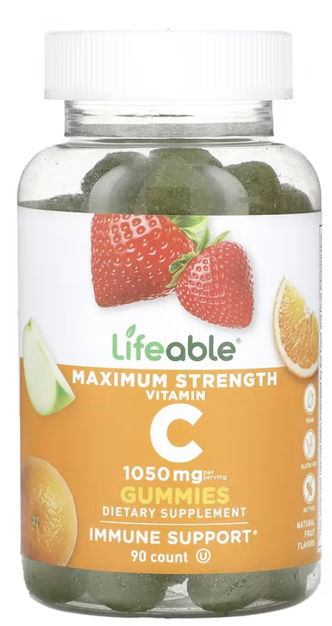 Витамины Lifeable Vitamin C Gummies, Maximum Strength, 350 мг Natural ...