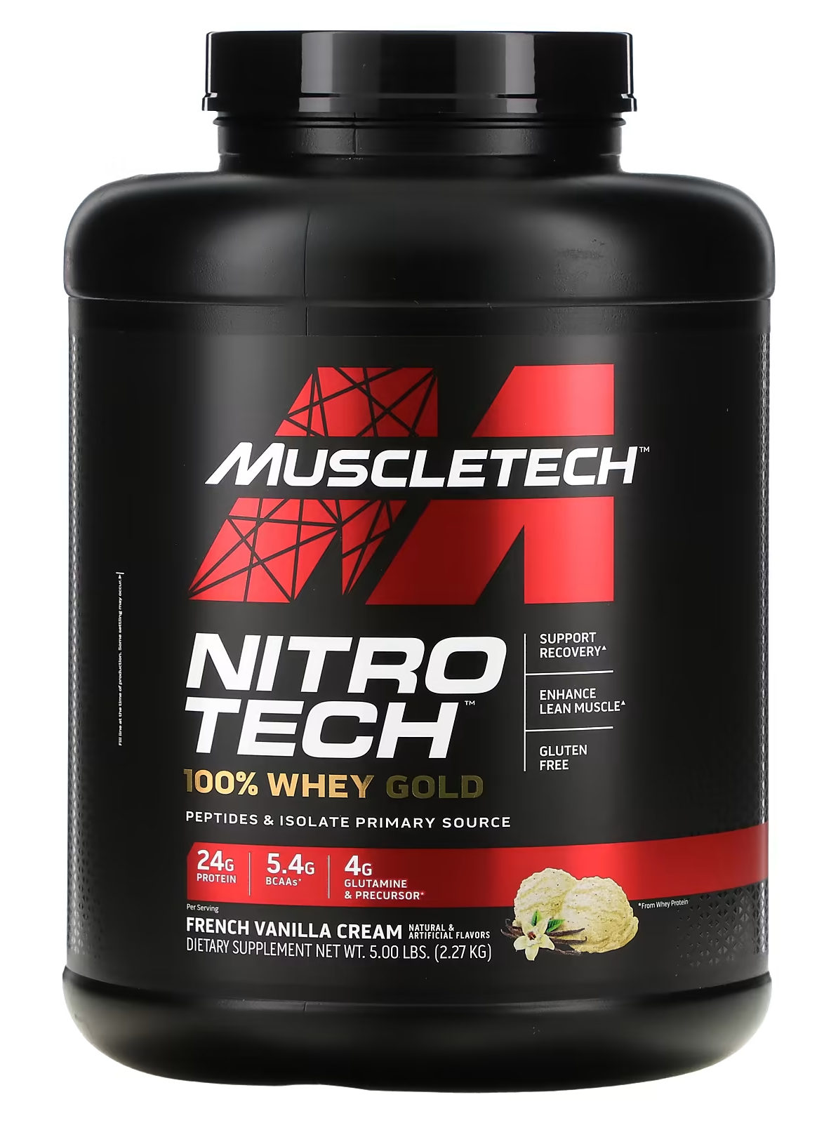 Протеин MuscleTech Nitro Tech 100% Whey Gold, French Vanilla Cream, 5 ...