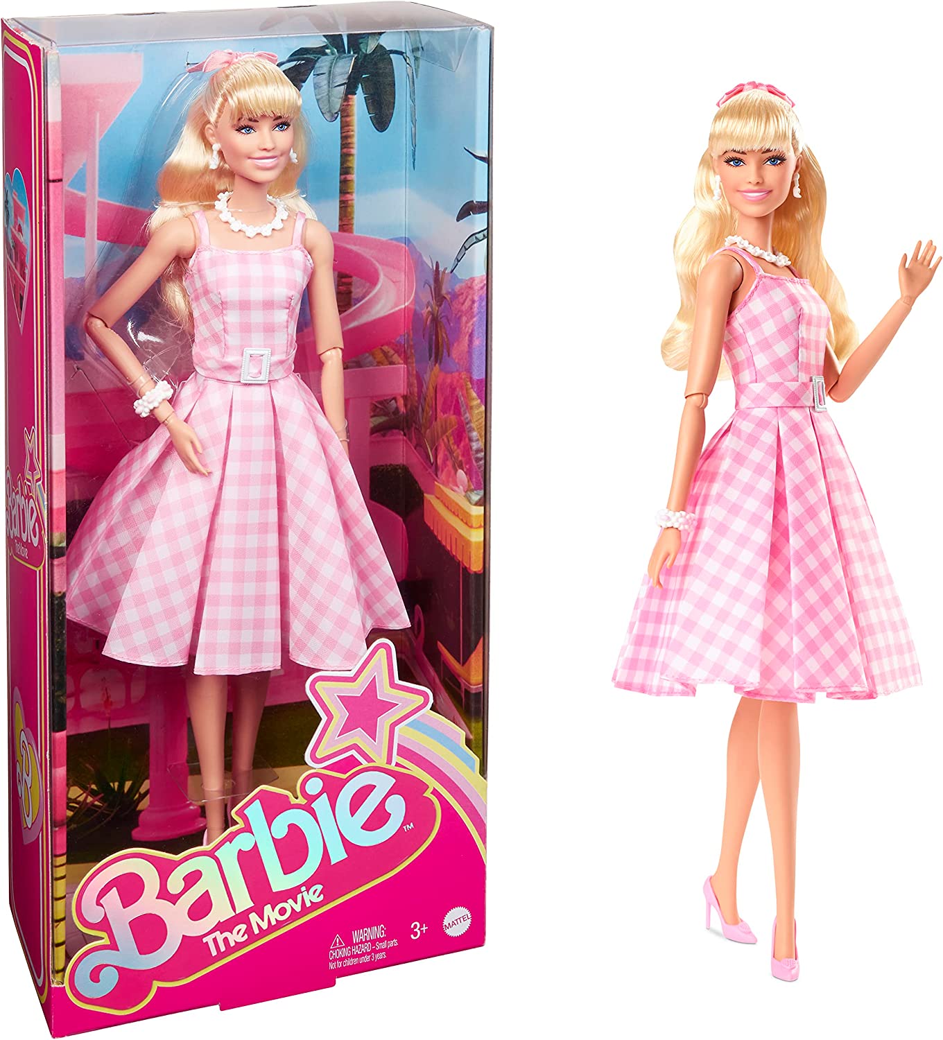 Кукла Barbie The Movie Doll Margot Robbie in Pink Gingham Dress (HPJ96)