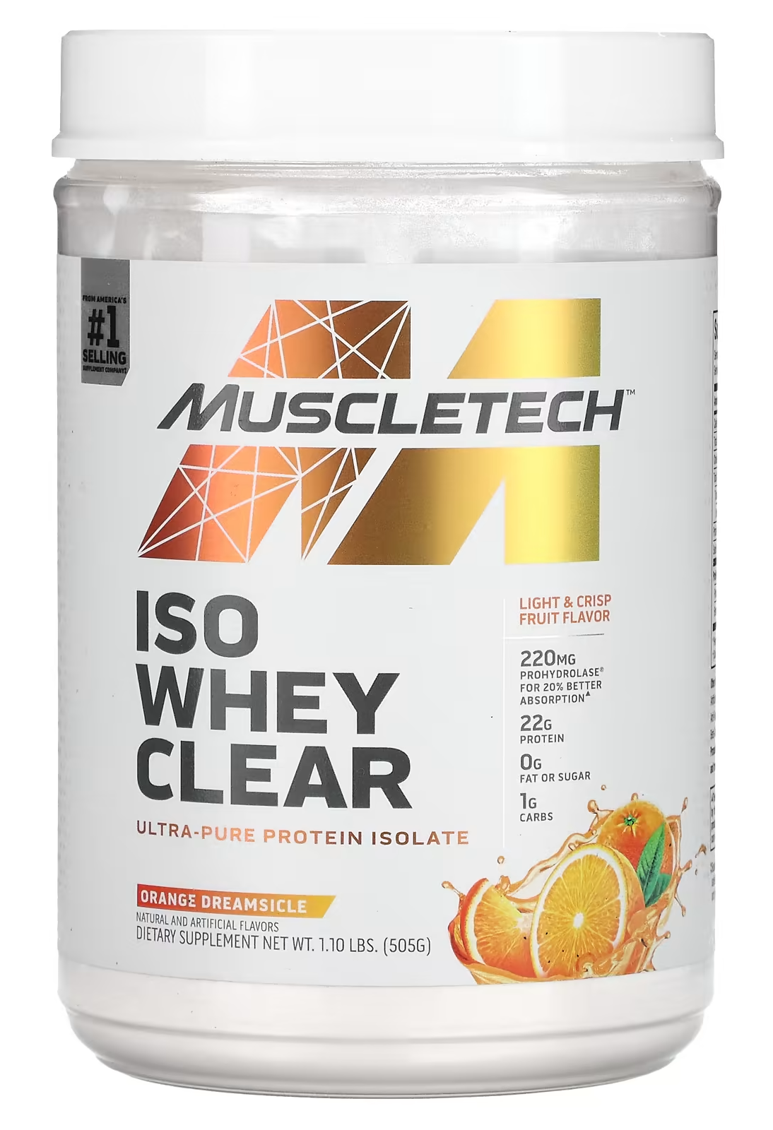 Протеин Muscletech Iso Whey Clear Ultra Pure Protein Isolate Orange Dreamsicle 505 г Msc