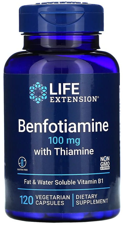 Витамины Life Extension Benfotiamine with Thiamine, 100 мг, 120 ...