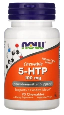 БАД NOW Foods 5-HTP, 100 мг, Natural Citrus Flavor, 90 жевательных таблеток (NOW-00109)