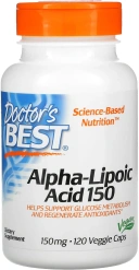 БАД Doctors Best Alpha-Lipoic Acid, 150 мг, 120 растительных капсул  (DRB-00104)