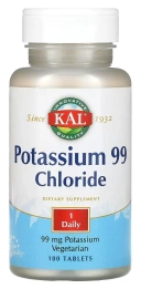 Минералы KAL Potassium 99 Chloride, 99 мг, 100 таблеток (CAL-84670)