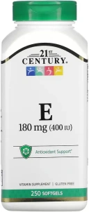 Витамины 21st Century Vitamin E, 180 мг (400 МЕ), 250 капсул  (CEN-22730)