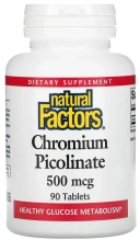 Минералы Natural Factors Chromium Picolinate, 500 мкг, 90 таблеток (NFS-01637)