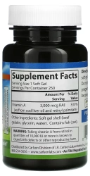 БАД Carlson Vitamin A 3000 мкг (10000 IU), 250 гелевых капсул  (CAR-01112)