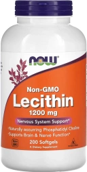 БАД NOW Foods Non-GMO Lecithin, 1200 мг, 200 капсул  (NOW-02212)