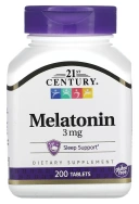 БАД 21st Century Melatonin, 3 мг, 200 таблеток (CEN-22721)