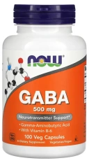 БАД NOW Foods GABA with Vitamin B-6, 500 мг, 100 растительных капсул  (NOW-00087)