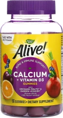 БАД Nature's Way Alive! Calcium + Vitamin D3, 60 жевательных таблеток  (NWY-10255)