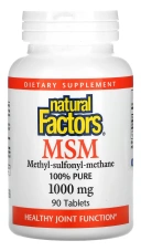 БАД Natural Factors MSM, Methyl-Sulfonyl-Methane, 1000 мг, 90 таблеток (NFS-02690)