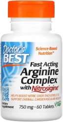 БАД Doctors Best Fast Acting Arginine Complex with Nitrosigine, 750 мг, 60 таблеток  (DRB-00406)
