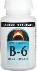 Витамины Source Naturals B-6, 500 мг, 100 таблеток  (SNS-00416)