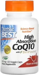 БАД Doctors Best High Absorption CoQ10 with BioPerine, 100 мг, 60 растительных капсул  (DRB-00069)