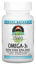 БАД Source Naturals Vegan Omega-3s Non-Fish EPA-DHA, 300 мг, 30 веганских капсул (SNS-02458)