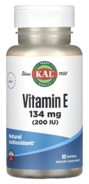 Витамины KAL Vitamin E, 134 мг (200 МЕ), 90 мягких капсул (CAL-68709)
