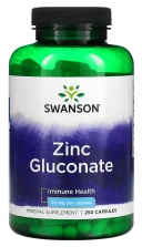 Минералы Swanson Zinc Gluconate, 50 мг, 250 капсул (SWV-01206)