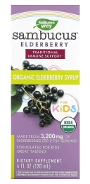 Комплекс Nature's Way Sambucus for Kids, Organic Elderberry Syrup, 120 ml  (NWY-15797)