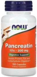 БАД NOW Foods Pancreatin 200 мг, 100 капсул  (NOW-02945)