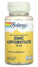 Минералы Solaray Enhanced Absorption, Zinc Asporotate, 15 мг, 100 веганских капсул (SOR-04700)