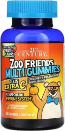 Витамины 21st Century Zoo Friends Multi Gummies,Plus Extra C,Great Tasting Fruit,60 таблеток  (CEN-27685)