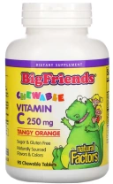 Витамины Natural Factors Big Friends, Chewable Vitamin C, 250 мг, 90 жевательных таблеток  (NFS-01395)