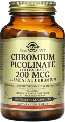 БАД Solgar Chromium Picolinate, 200 мкг, 180 растительных капсул  (SOL-00867)