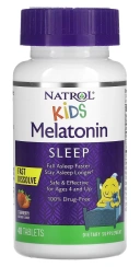 БАД Natrol Kids, Melatonin, Ages 4 & Up, Strawberry, 40 таблеток (NTL-07529)