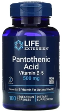 Витамины Life Extension Pantothenic Acid, Vitamin B-5, 500 мг, 100 вегетарианских капсул  (LEX-20281)