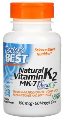 Витамины Doctors Best Natural Vitamin K2 MK-7 with MenaQ7, 100 мкг, 60 растительных капсул  (DRB-00334)