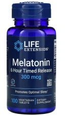 БАД Life Extension Melatonin, 6 Hour Timed Release, 300 мкг, 100 вегетарианских таблеток (LEX-17871)
