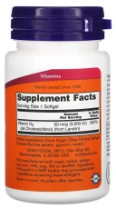 Витамины NOW Foods Vitamin D-3, High Potency, 50 мкг (2000 IU), 30 мягких капсул (NOW-00355)