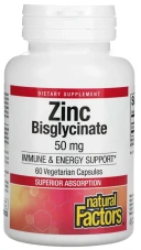 Минералы Natural Factors Zinc Bisglycinate, 50 мг, 60 вегетарианских капсул (NFS-01693)