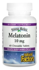 БАД Natural Factors Stress-Relax, Melatonin, 10 мг, 60 жевательных таблеток (NFS-02719)