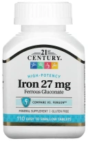 Витамины 21st Century High-Potency Iron, 27 мг, 110 таблеток  (CEN-22690)