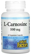 Аминокислота Natural Factors L-Carnosine, 500 мг, 60 вегетарианских капсул (NFS-02805)