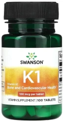 Витамины Swanson Vitamin K1, 100 мкг, 100 таблеток (SWV-01994)