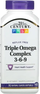 БАД 21st Century Triple Omega Complex 3-6-9, 90 мягких желатиновых капсул  (CEN-22874)