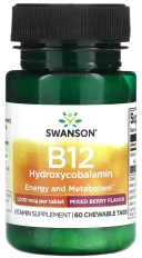 Витамины Swanson B12 Hydroxycobalamin, Mixed Berry, 1000 мкг, 60 жевательных таблеток (SWV-02869)