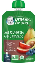 Пюре Gerber Organic for Baby, 2nd Foods, Pear, Blueberry, Apple, Avocado, 99 г (GBR-07492)