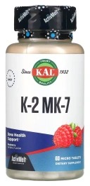 Витамины KAL K-2 MK-7, Raspberry, 60 таблеток (CAL-64684)
