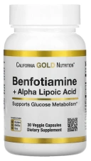 БАД California Gold Nutrition Benfotiamine + Alpha Lipoic Acid,  30 вегетарианских капсул (CGN-02020)