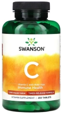 Витамины Swanson Vitamin C with Rose Hips, 1000 мг, 250 таблеток (SWV-01098)