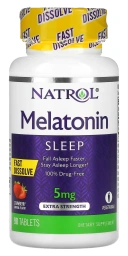БАД Natrol Melatonin, Fast Dissolve, Extra Strength, 5 мг, Strawberry, 90 таблеток (NTL-05865)