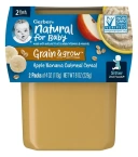 Пюре Gerber Natural for Baby, Grain & Grow, 2st Foods, Apple, Banana, Oatmeal Cereal, 2 банки по 113 г (GBR-07369)